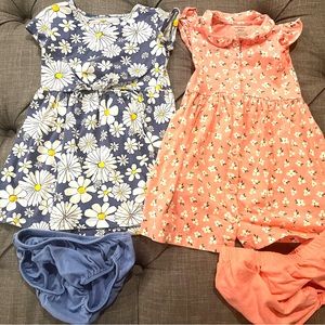 2 EUC Carter’s 24 month blue and pink flower print short sleeve dresses